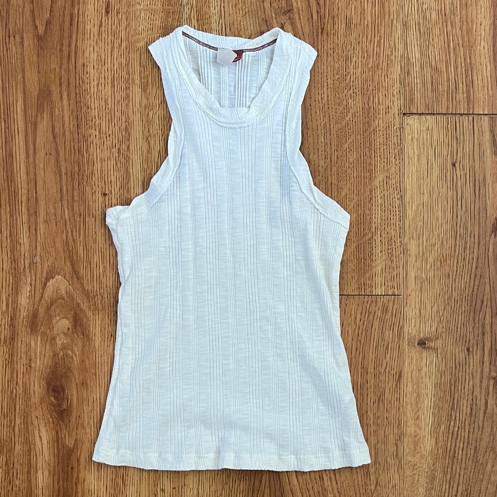 Pilcro Anthropologie Sustainable Women White Sleeveless Ribbed Tank Lightweight